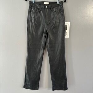 Altar'd State Black Vegan Faux Leather Straight Leg Pants SZ‎ 28